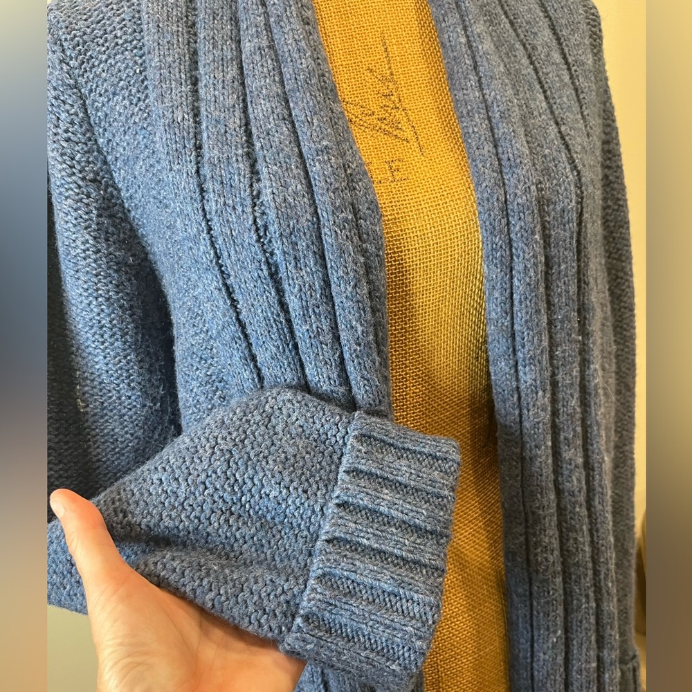 Natural Reflections Wool Blend Knit Cardigan Sweater Open Front Blue Size XL - Picture 4 of 11
